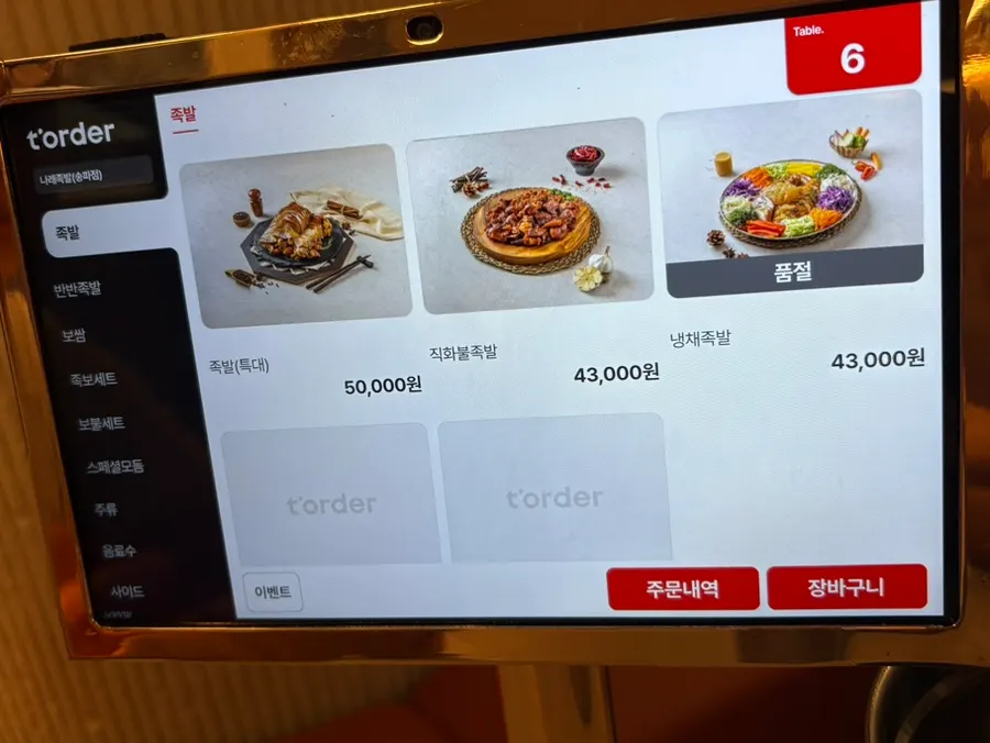 Narae Jokbal set menu