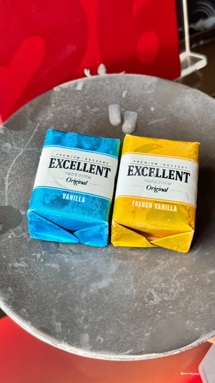 Complimentary ice cream served after the meal