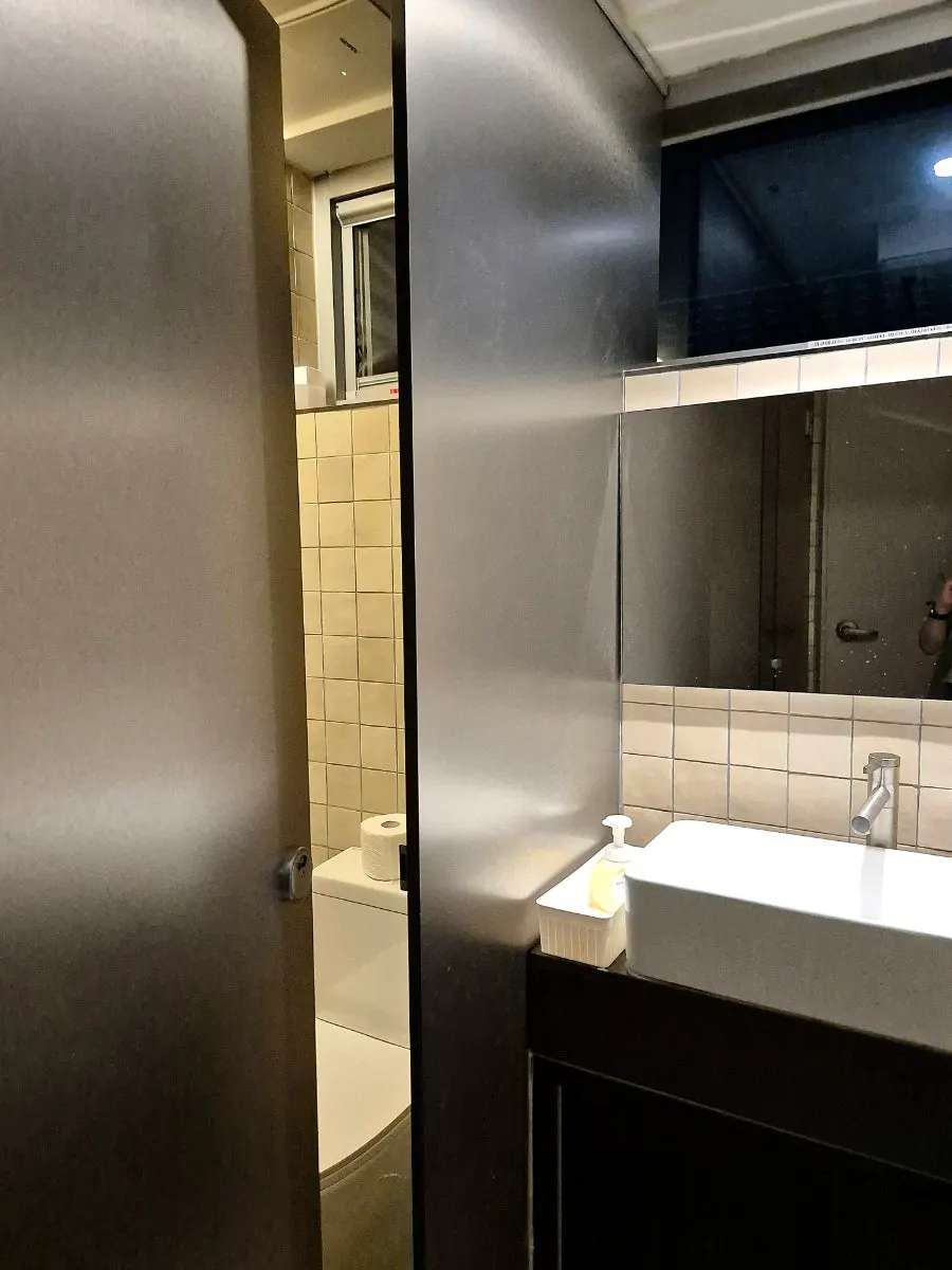 Entrance to the gender-separated restroom inside the restaurant