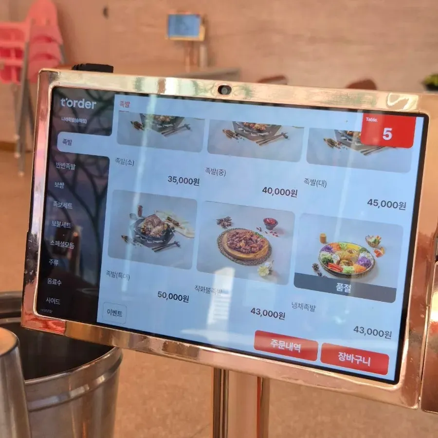 Menu board at Narae Jokbal Songpa Direct Branch
