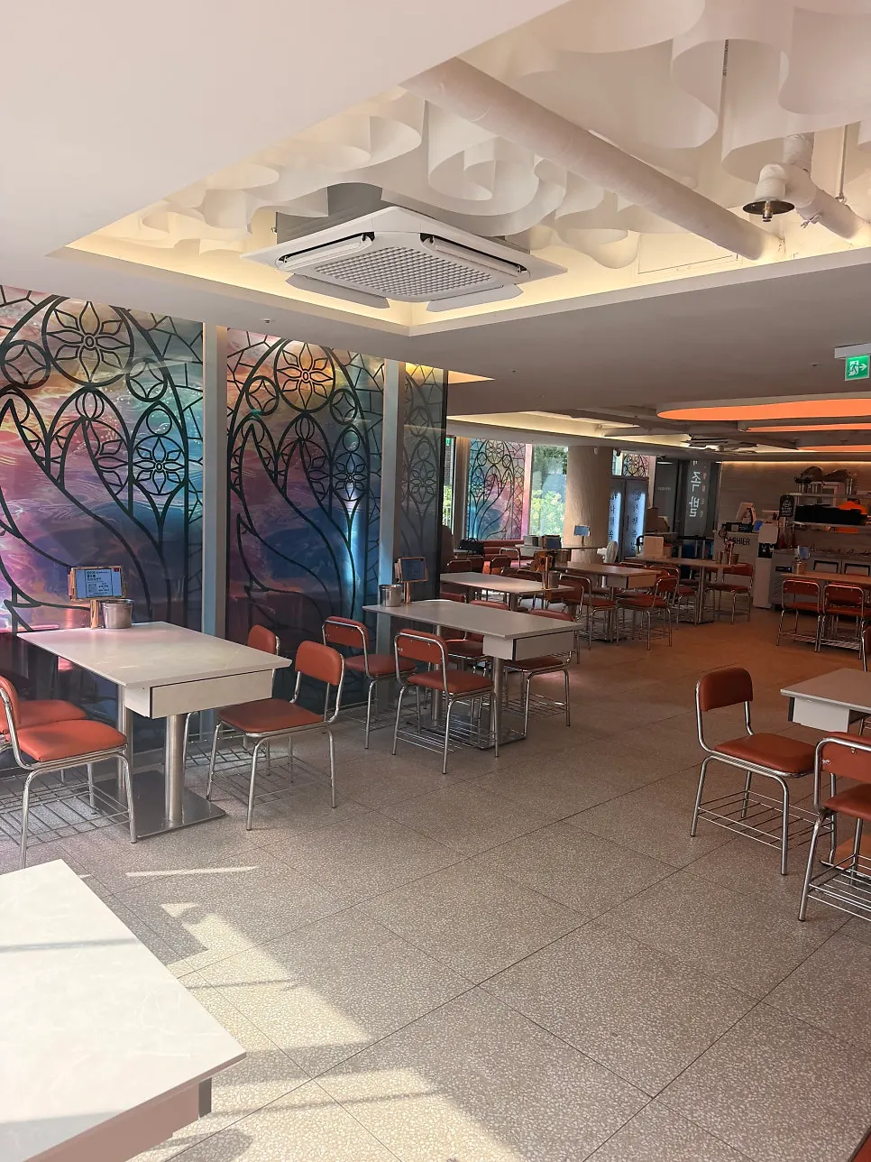 Table-focused interior seating at Narae Jokbal