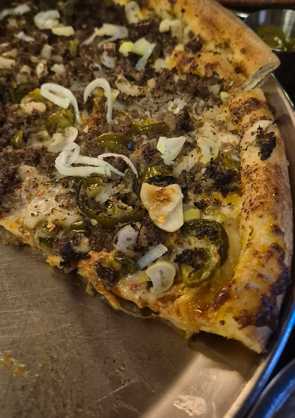 Beef Never Sleeps piled high with ground beef topping