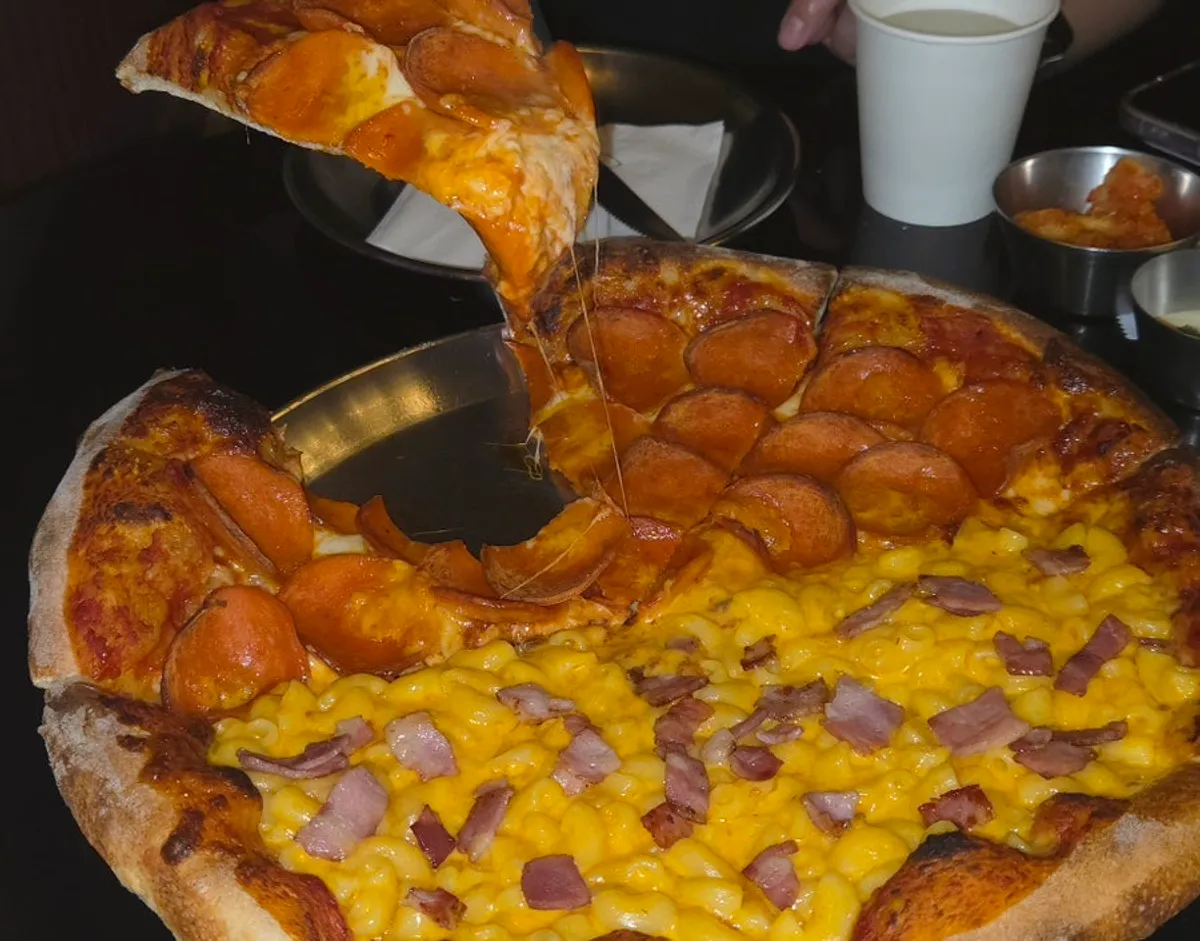 Mac Night and Double Pepperoni half-and-half pizza
