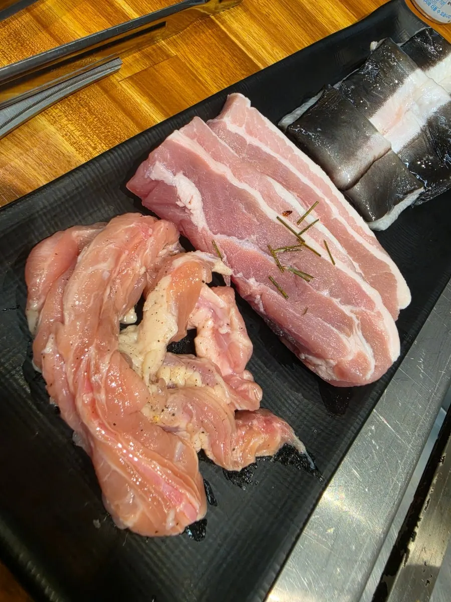 Charcoal grill set up at the dining table