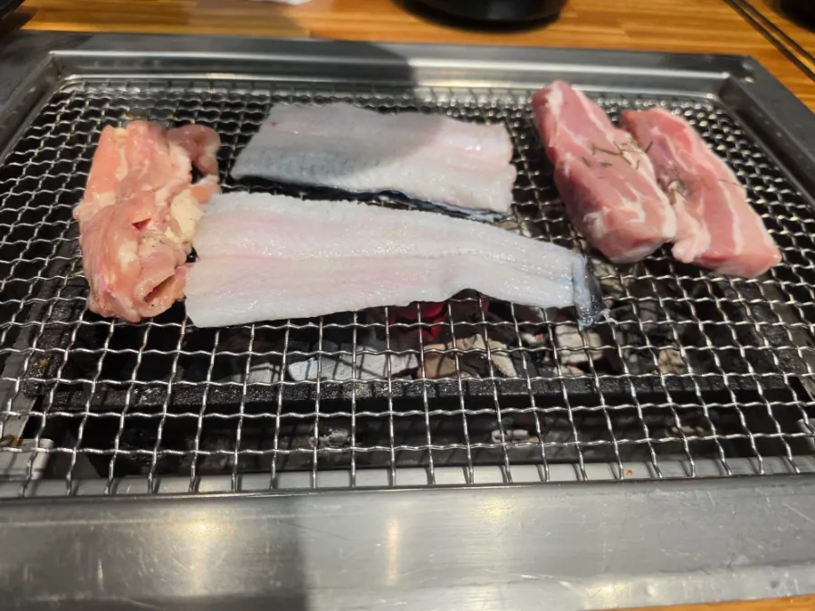 Freshwater eel placed on the charcoal grill