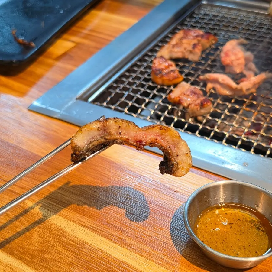 Eel browning nicely over charcoal
