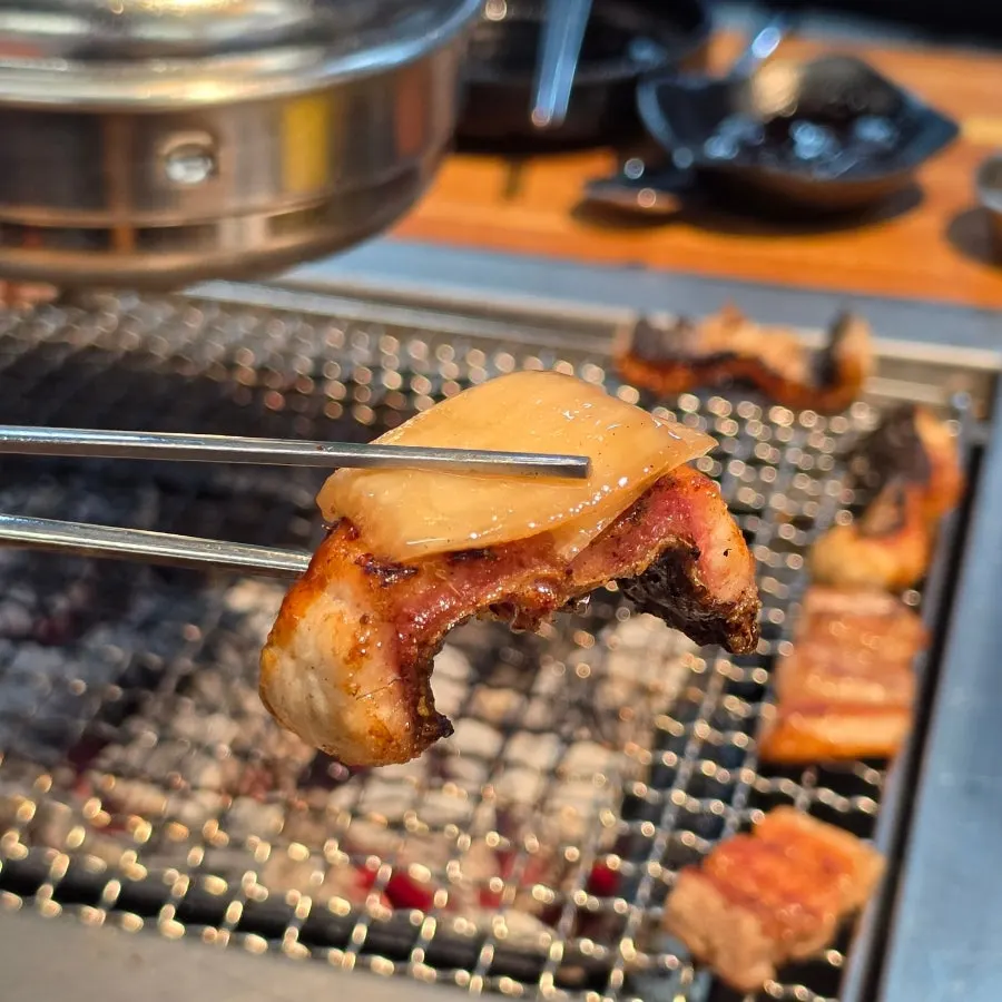 Grilled freshwater eel wrapped in baek-kimchi