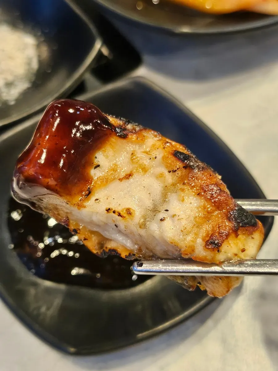 A finished piece of grilled eel