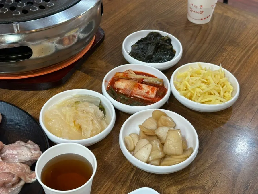 Basic spread of eel, chicken thigh, and pork belly