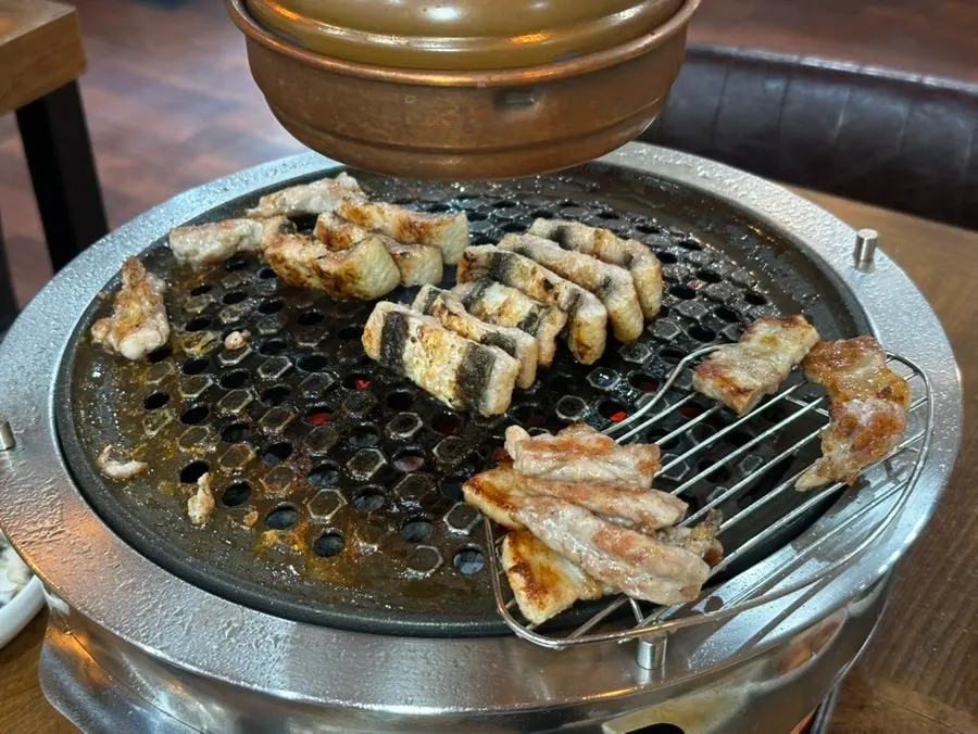 Freshwater eel grilling to a golden brown