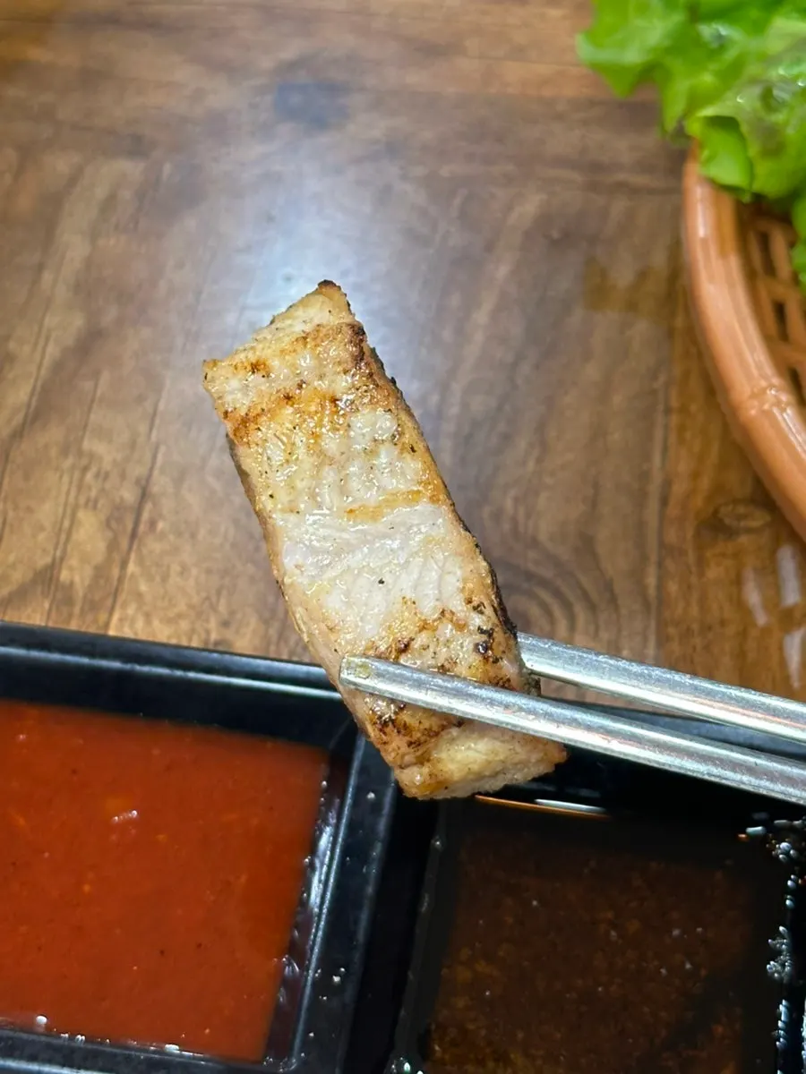 Glistening grilled pork belly