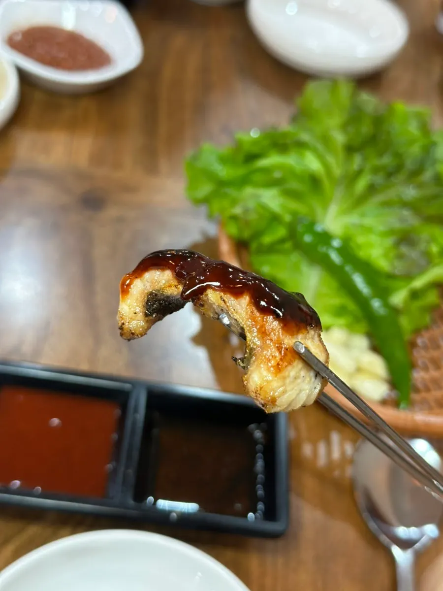Grilled eel dipped in seasoned sauce