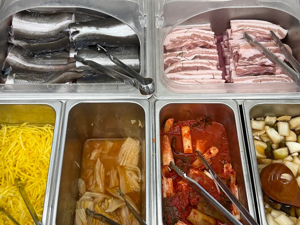 Raw freshwater eel prepared at the self-serve bar