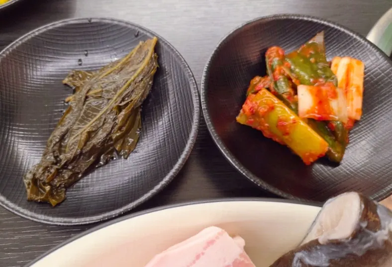 First serving with eel, pork belly, and duck meat together