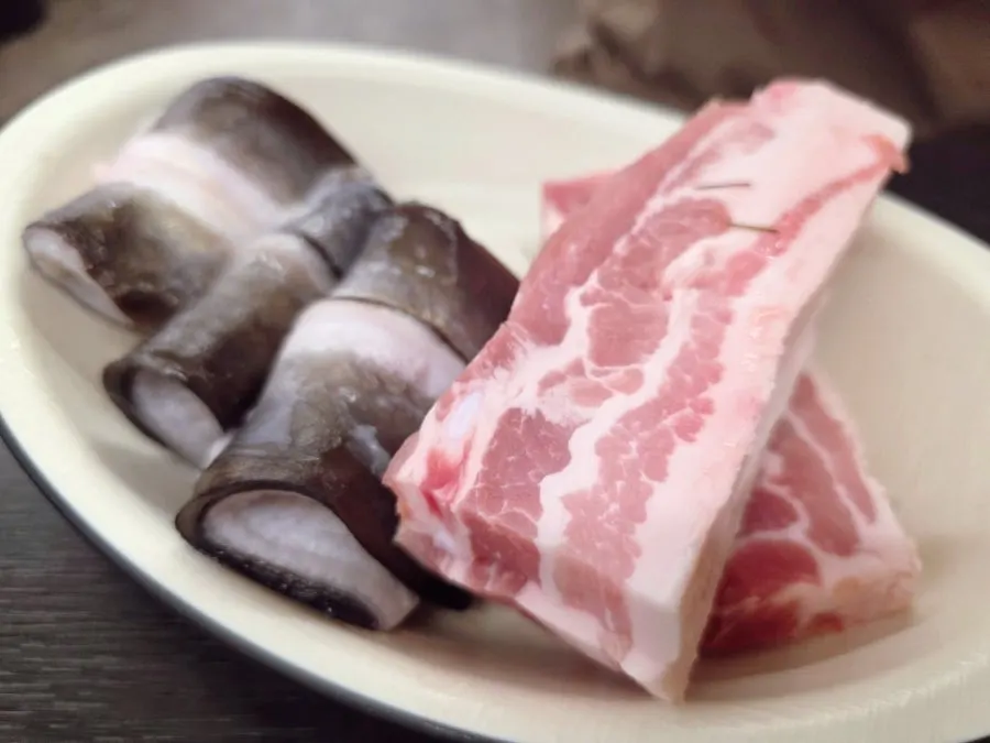 Pork belly grilled golden and crisp