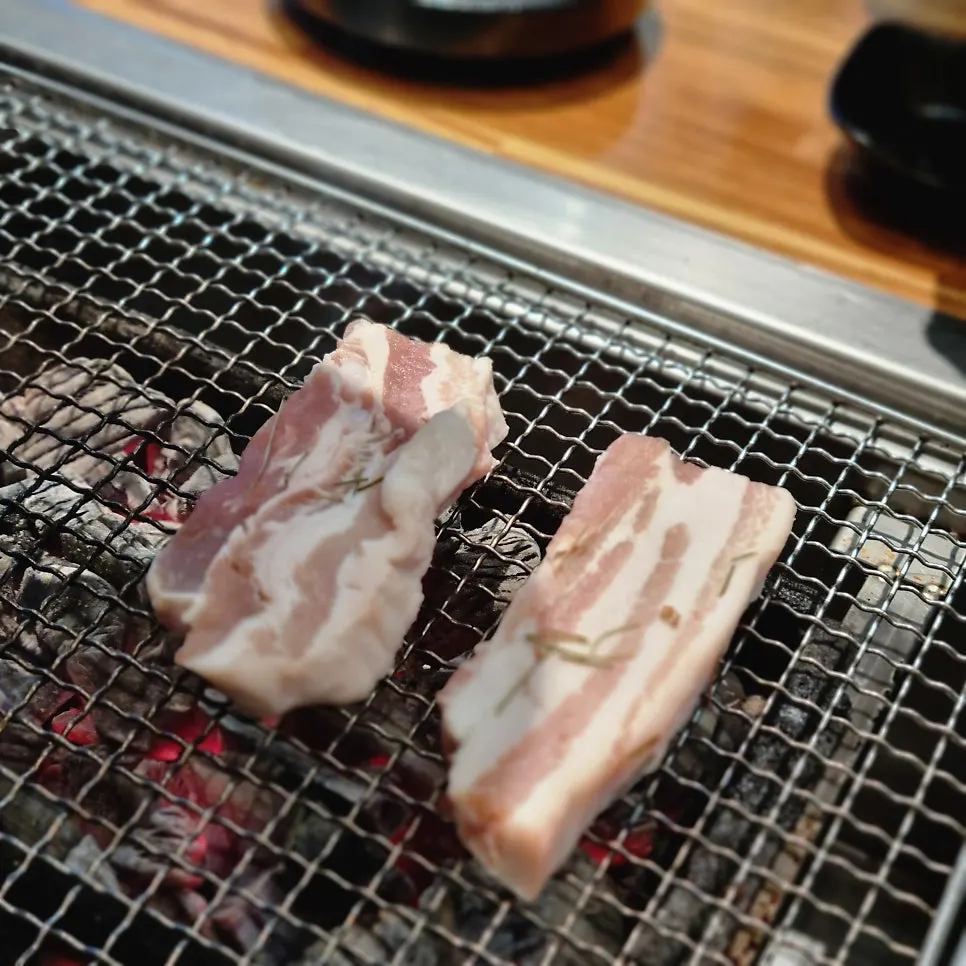구운 장어 한 점을 집은 모습