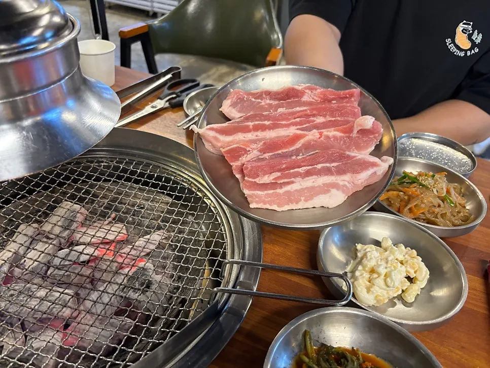 Charcoal prepared before grilling the meat
