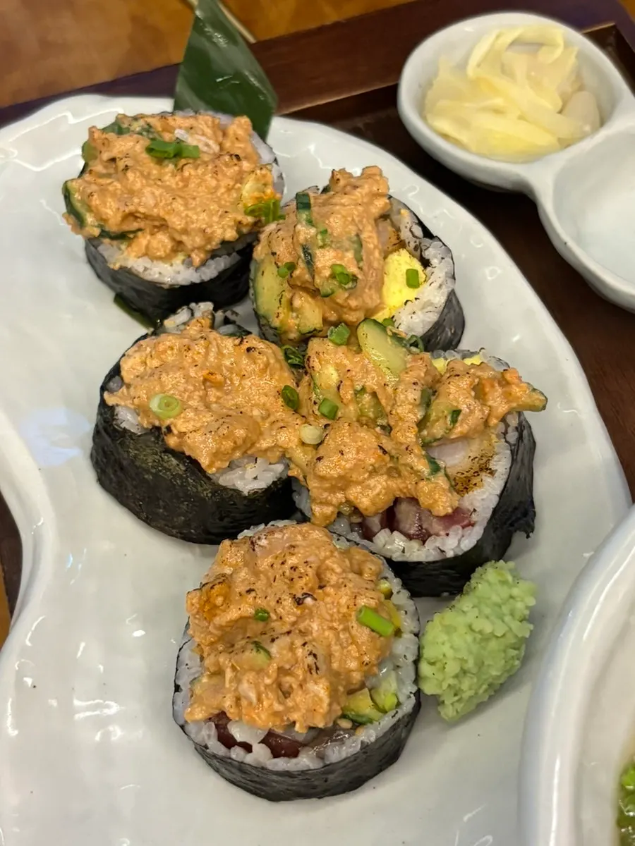 Tuna, flounder, and raw salmon nigiri