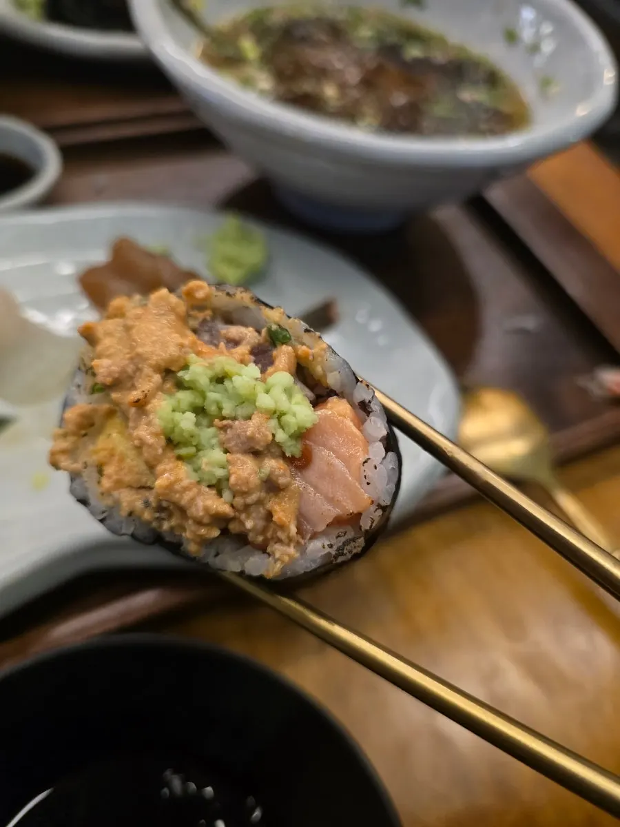 Anago liver futomaki with cucumber