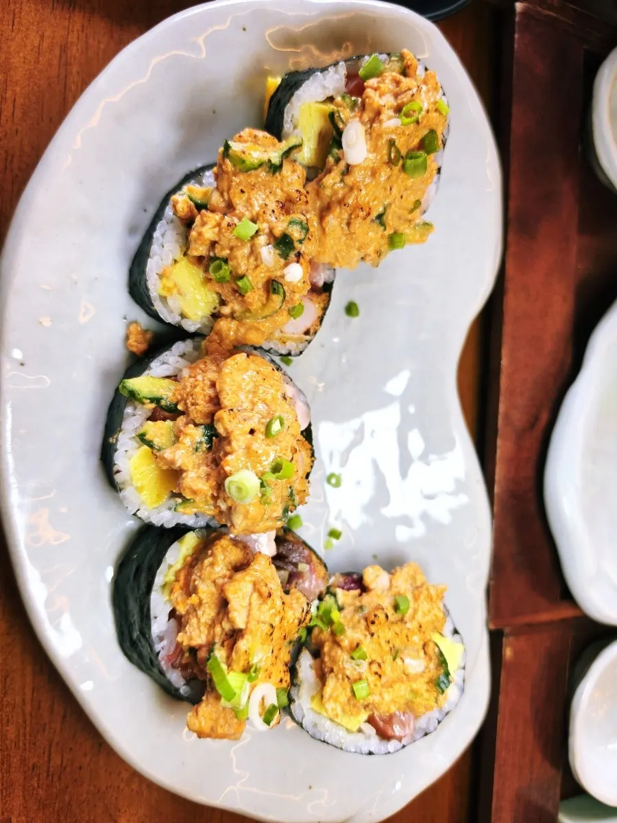 Sonsi ankimo futomaki piled high with ankimo