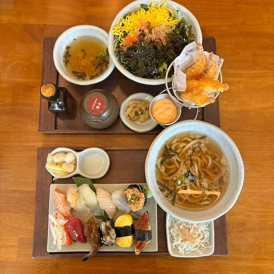 The full set menu spread