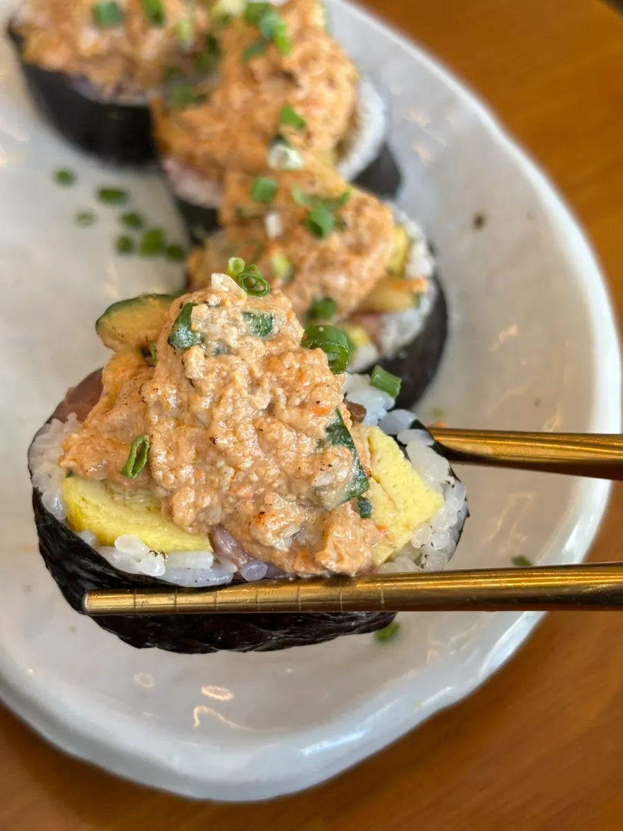 Futomaki with bigeye tuna and aged salmon