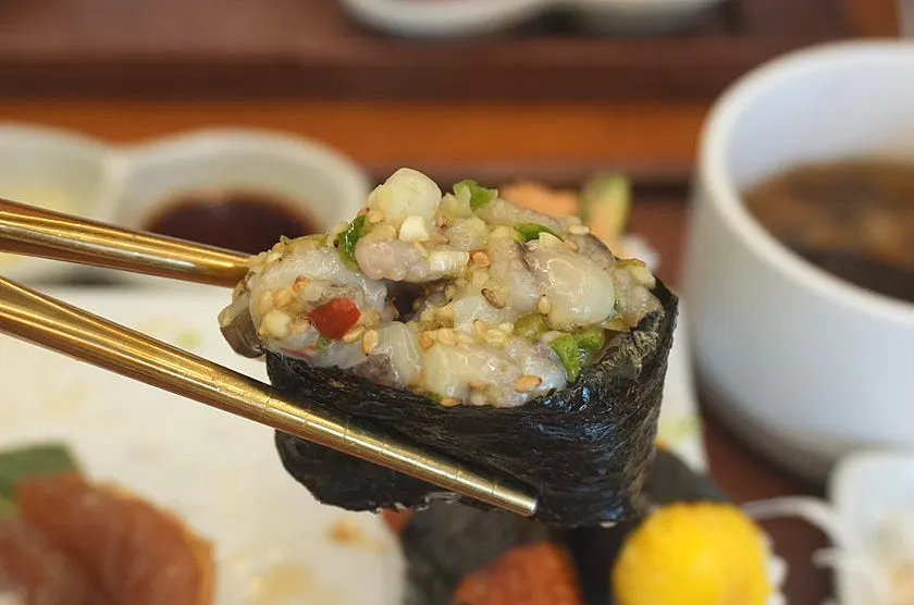 Chewy octopus gunkan sushi