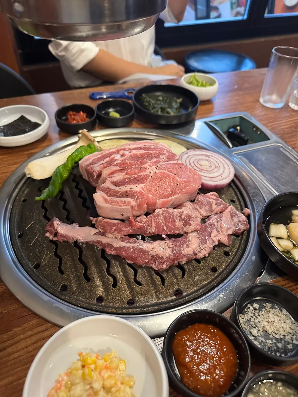 Plate of pink raw pork assortment