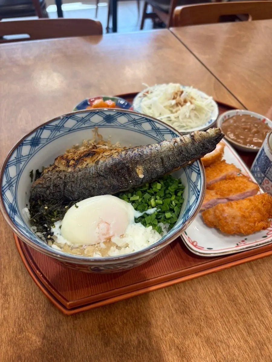 Meal with added handmade tonkatsu topping
