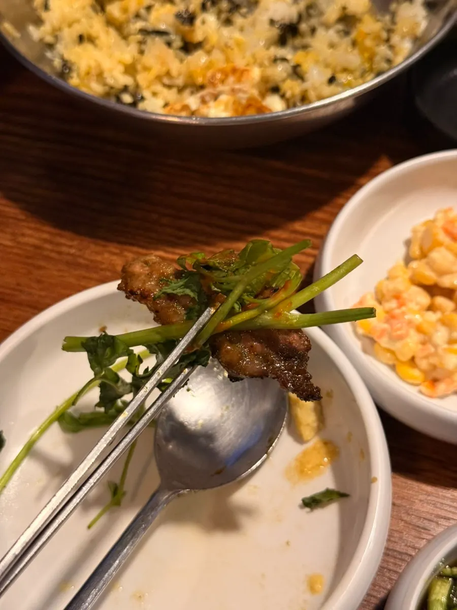 Ribs paired with fragrant minari