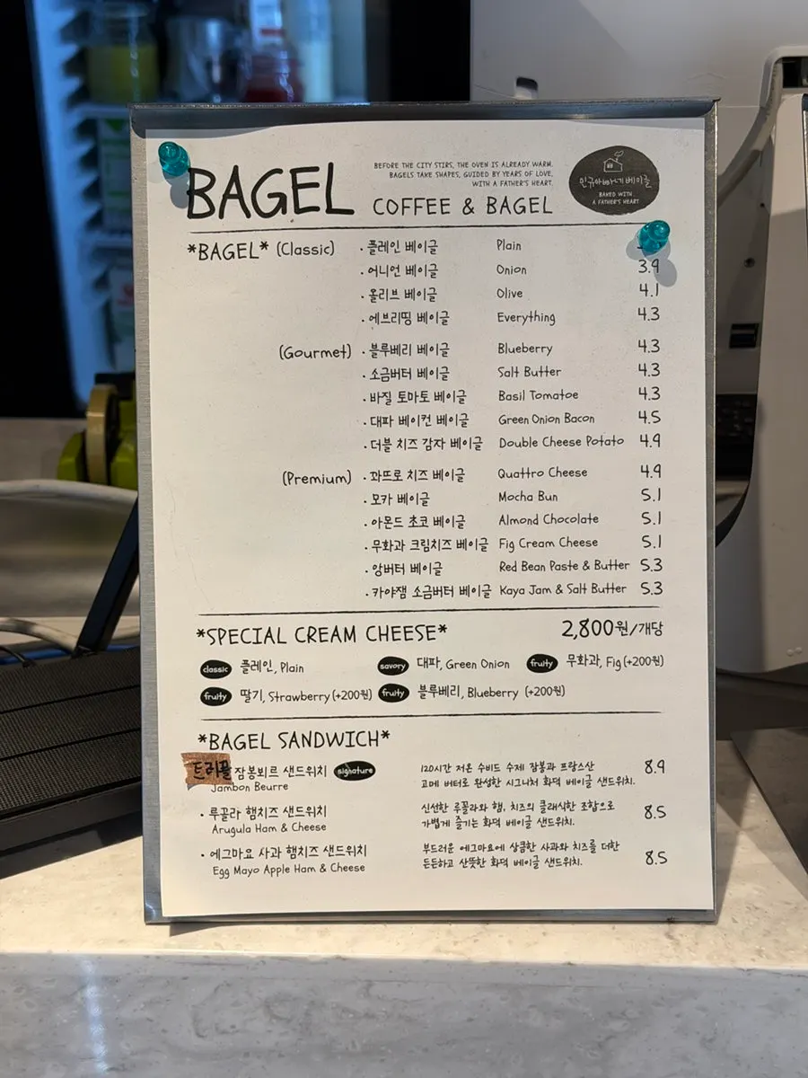 Menu board with coffee and non-coffee drink prices