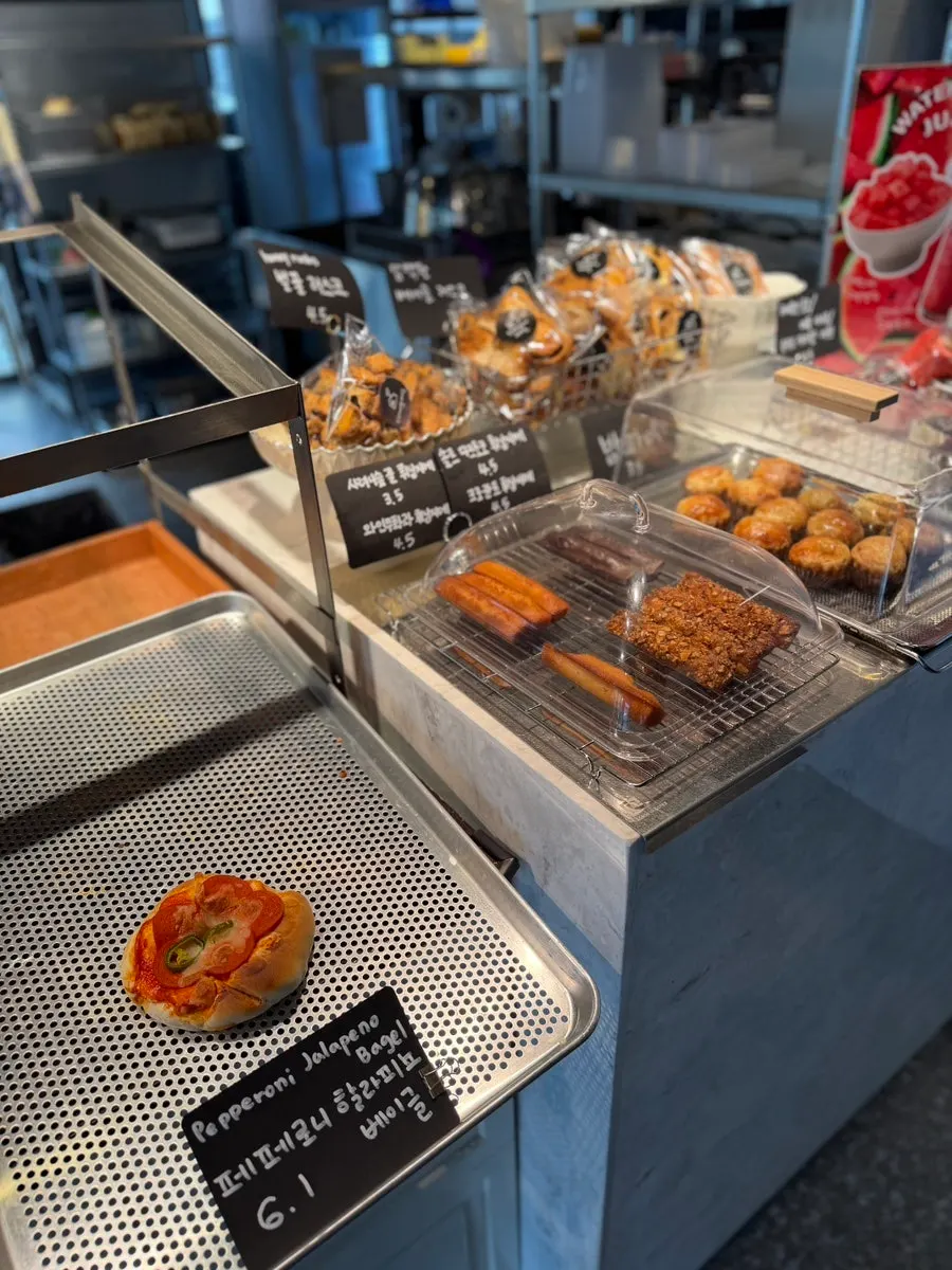 The bagel varieties on display the day of the visit