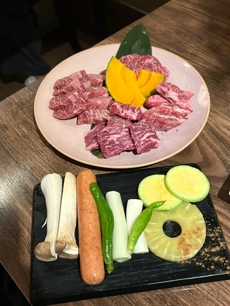 와규 2인 세트 상차림 전체