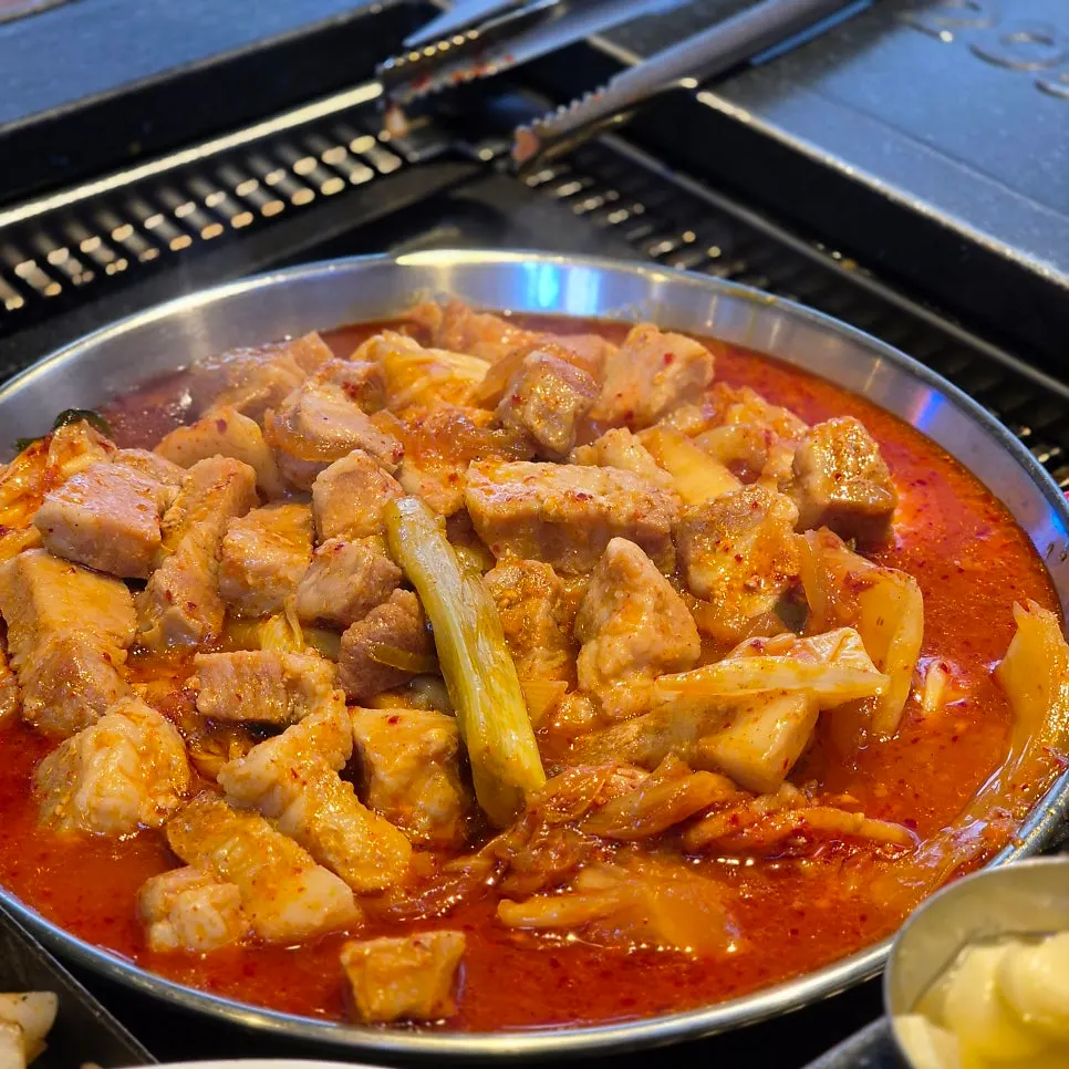Pork belly fondue kimchi stew fresh from the pressure pot