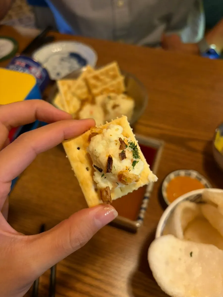 Appetizer spread before the skewers