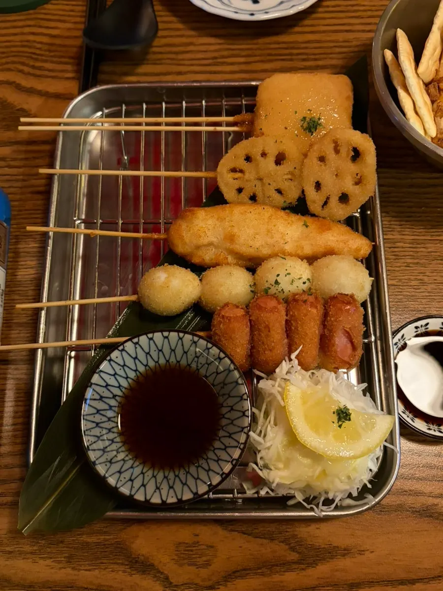 Yakitori skewers from the charcoal omakase
