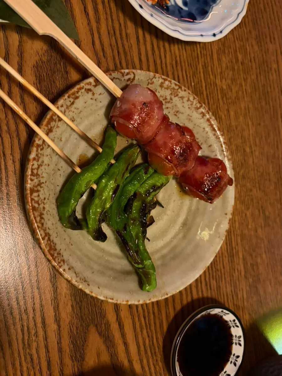 Plate of yakitori served one after another