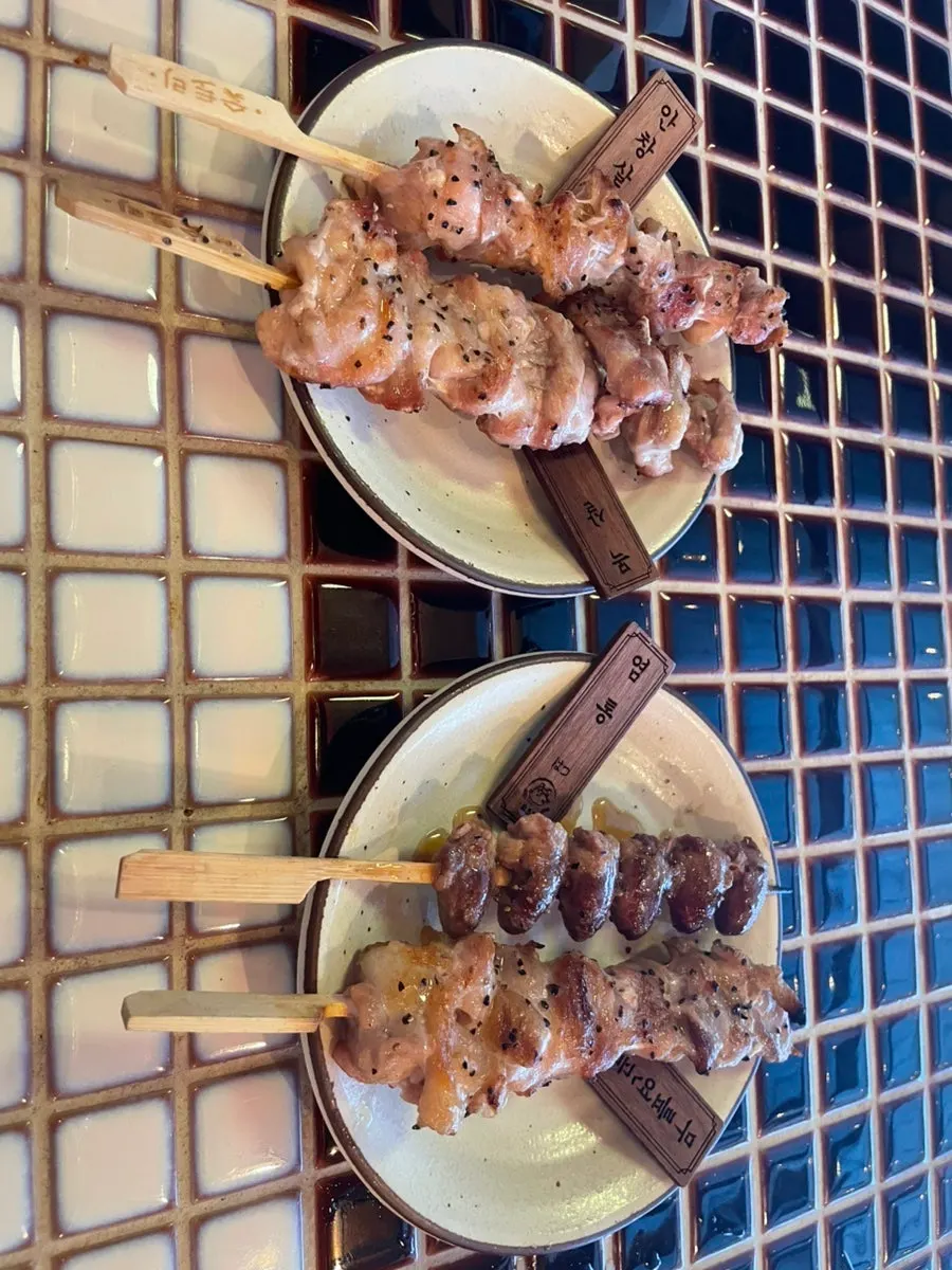 안창살과 목살 꼬치 단면