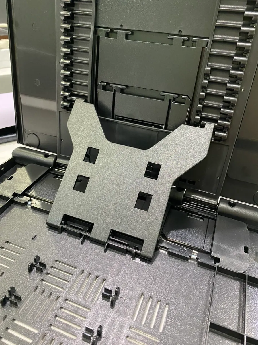 Portable book stand with its top panel open