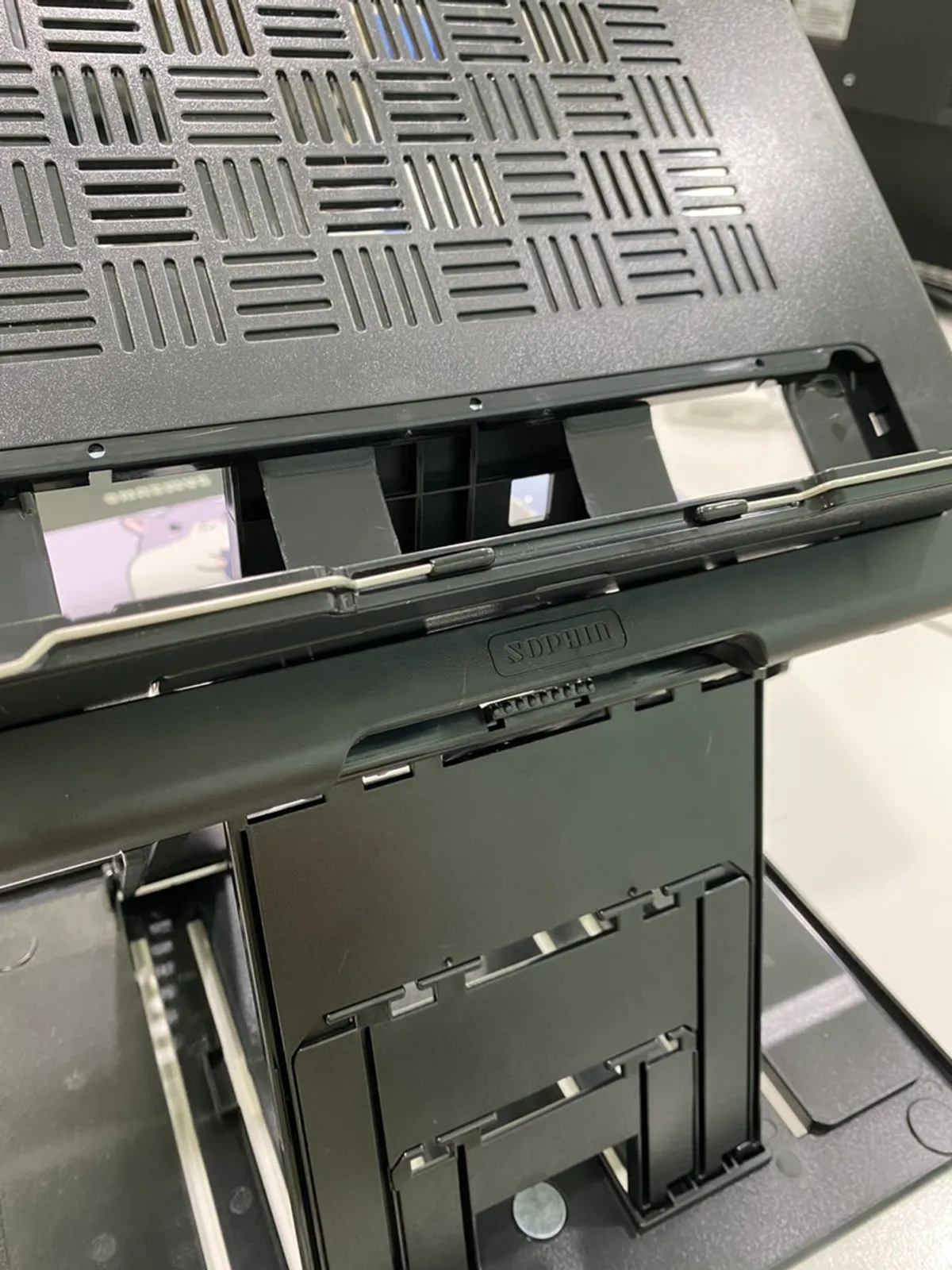 Book stand with the angled support secured