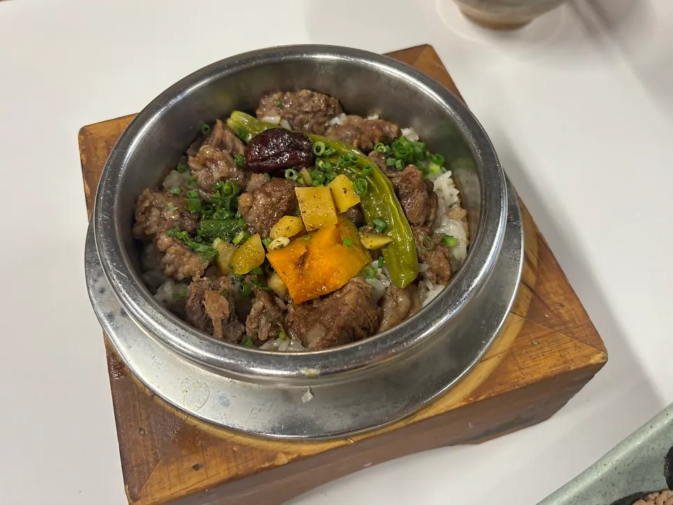 A bowl of Sorori's beef short rib pot rice