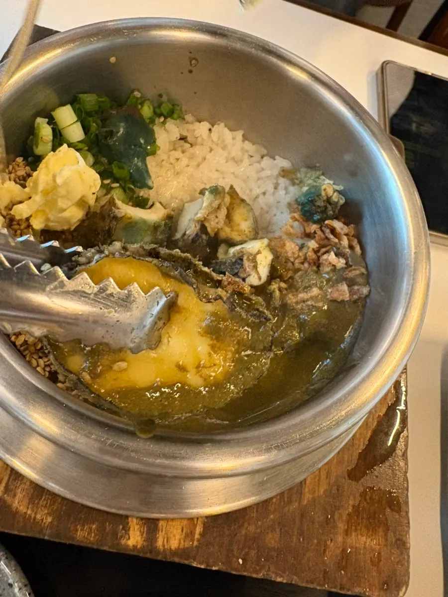Abalone butter pot rice mixed together with butter