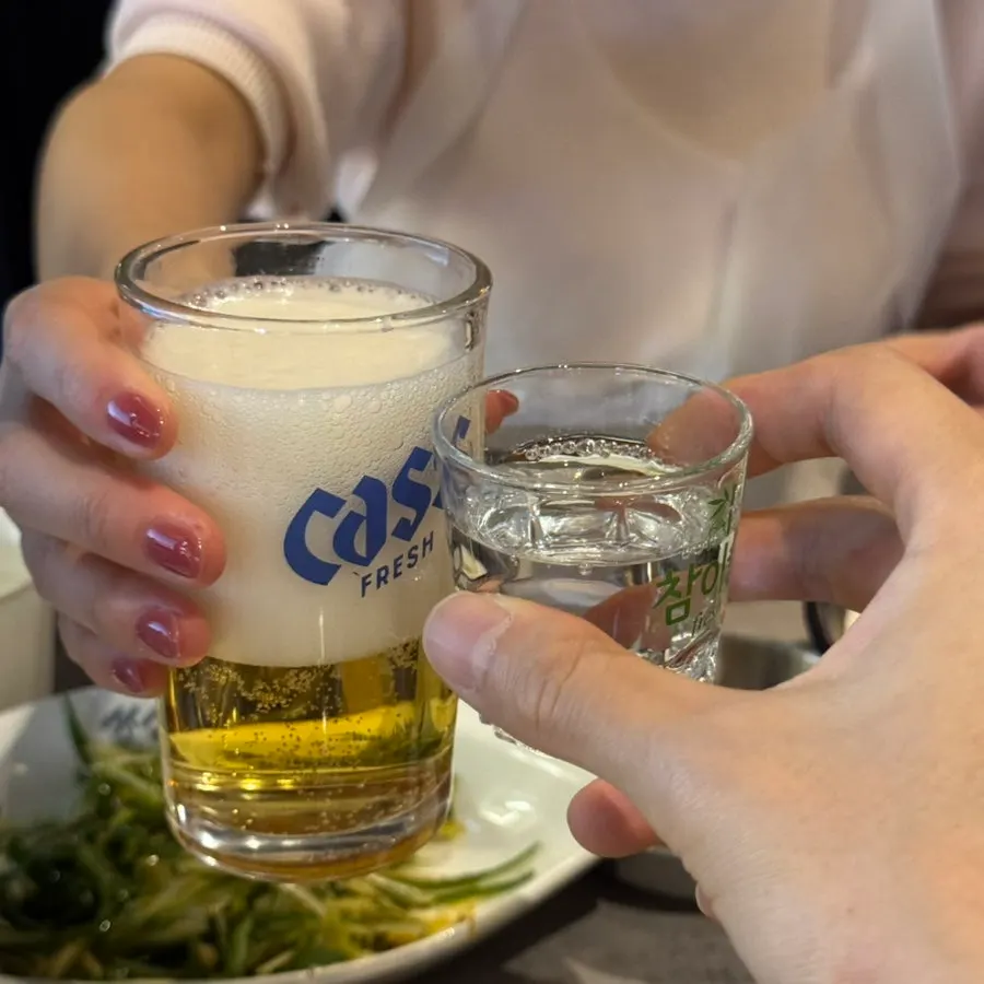 Soju glass and bottle