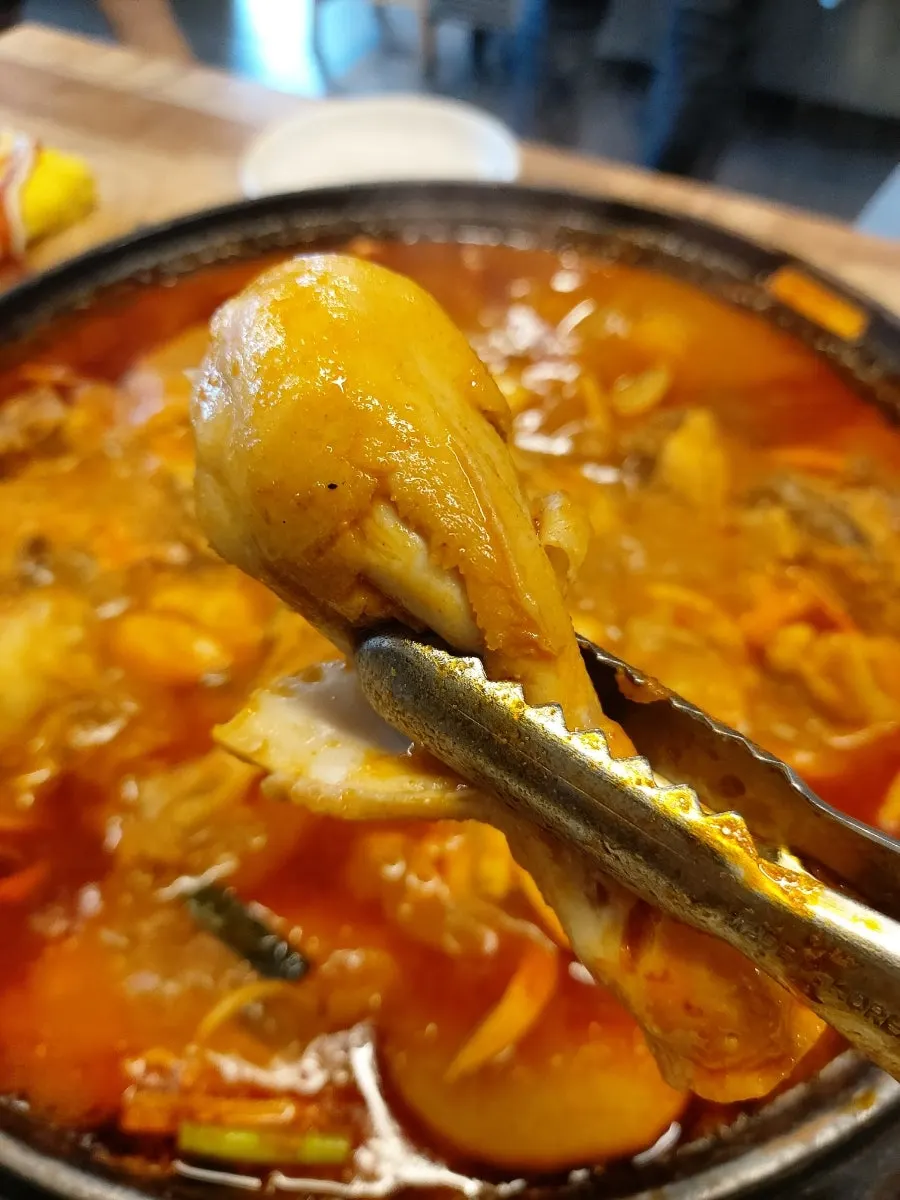 양념이 밴 닭고기 클로즈업