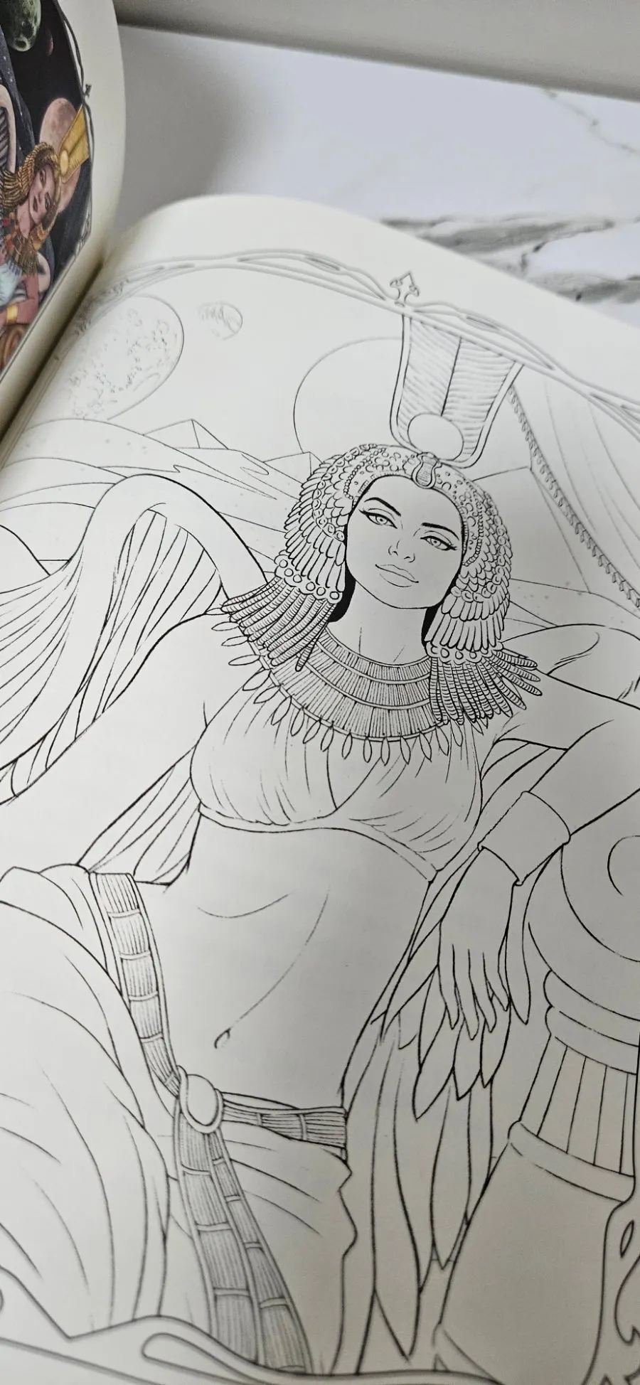 Celestial realm Mago goddess coloring book page