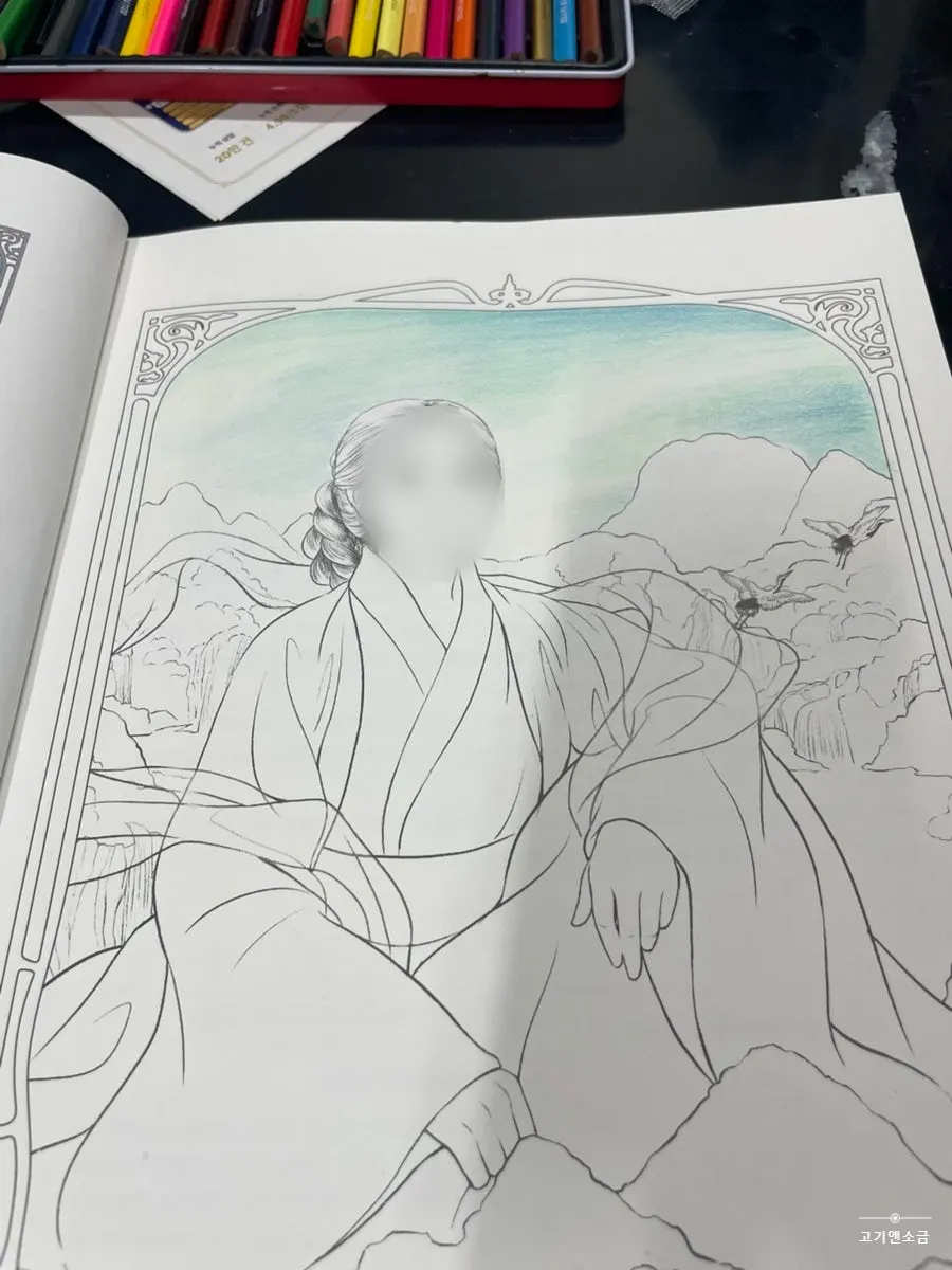 完成した女神の塗り絵ページ