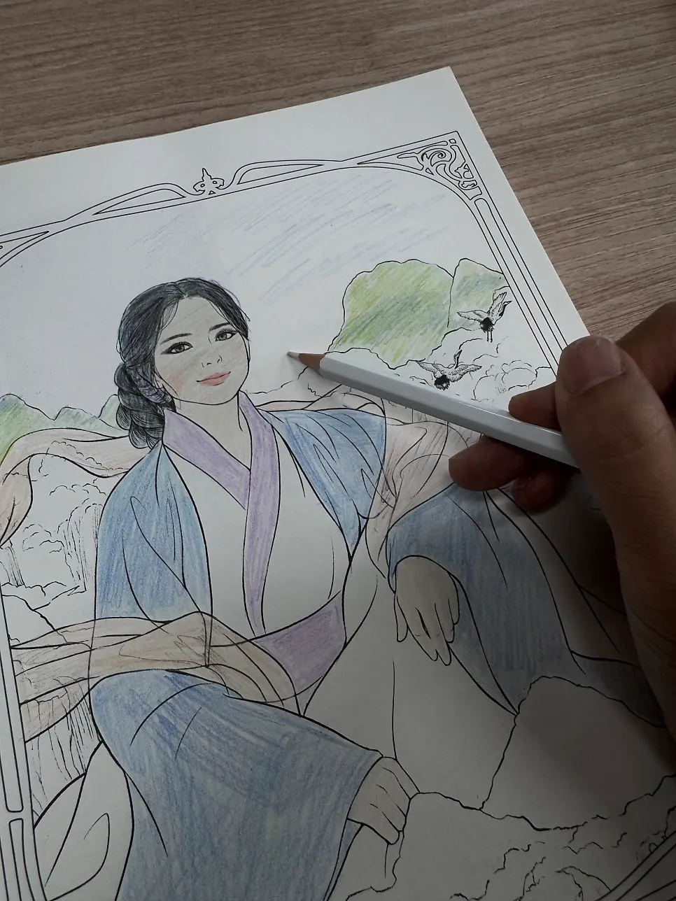 Coloring book enjoyed as a calming hobby