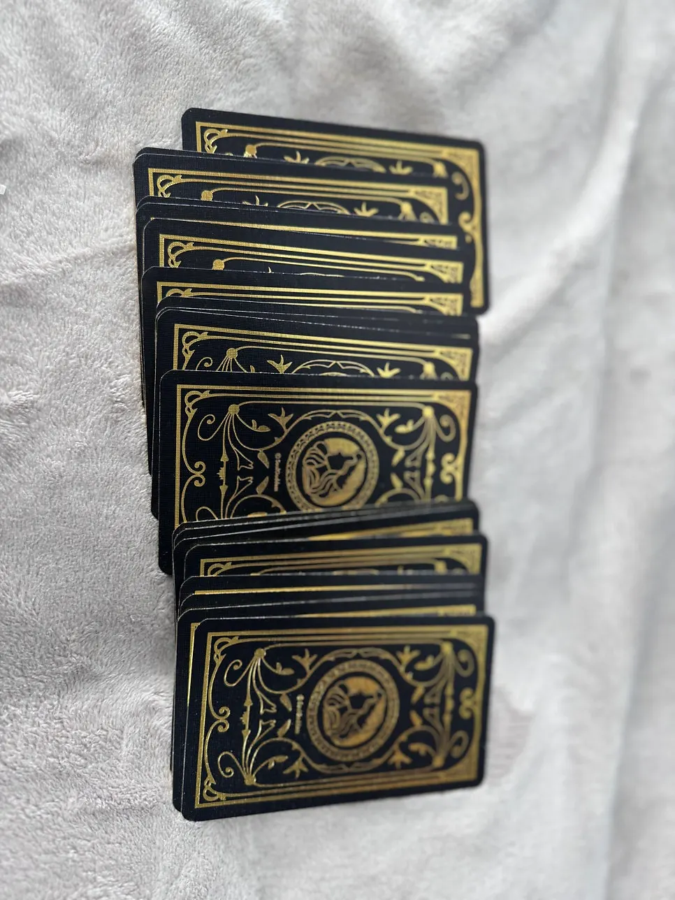 Oracle cards spread out while thinking of a worry