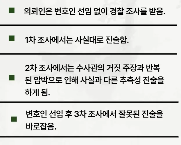 변호인 의견서에 담긴 진술 번복 경위 관련 주장 요약