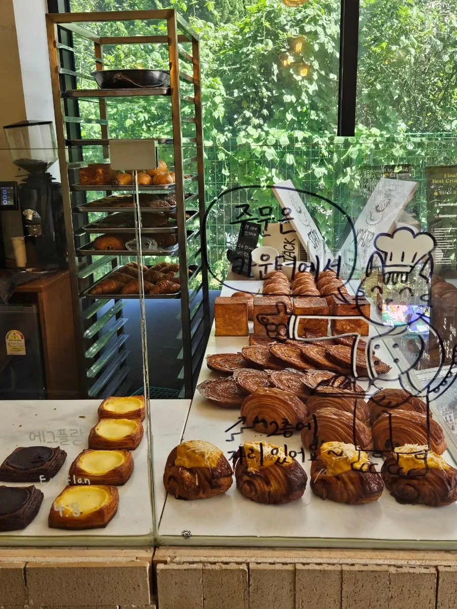 Stack Croissants displayed on the shelf